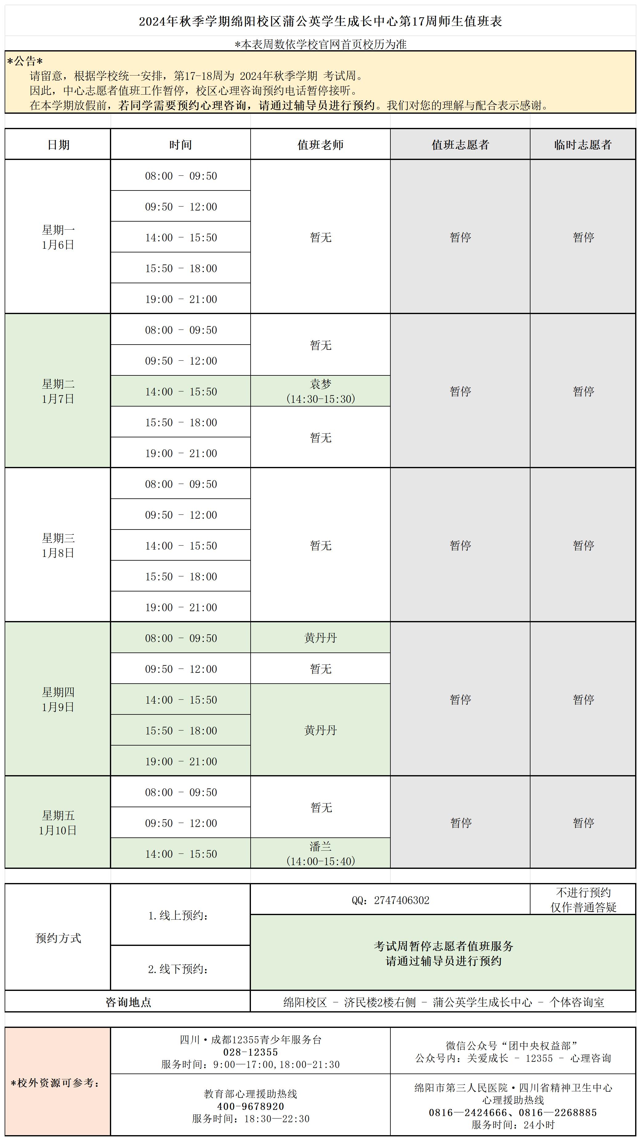 蒲公英学生成长中心2024年秋季学期第17周师生值班表_Sheet1.jpg